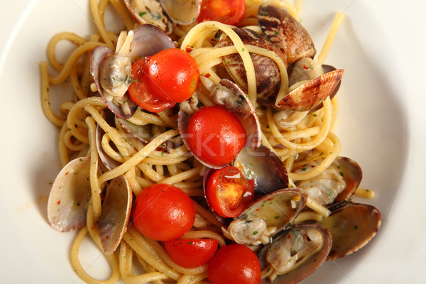 Linguine with clams and tomatoes Stock photo © shamtor