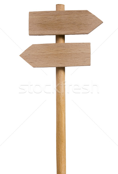 Twee verdubbelen verkeersbord wegwijzer hout zijaanzicht Stockfoto © sharpner