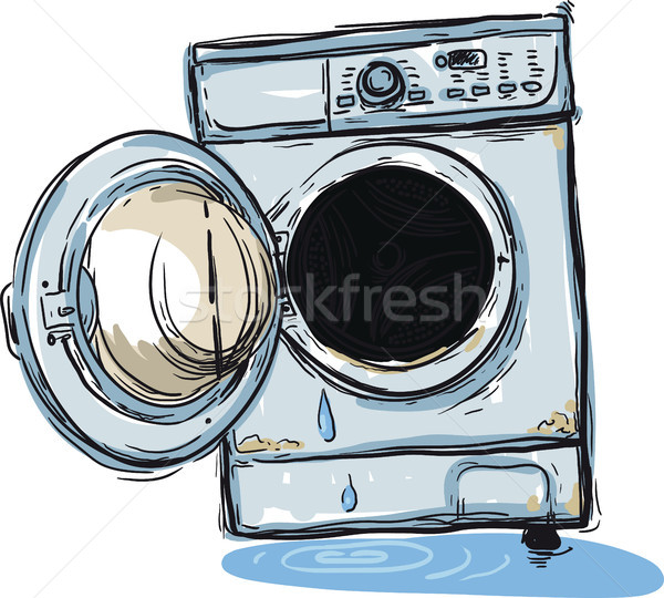 Gebroken wasmachine oude behoefte reparatie Open deur Stockfoto © sharpner