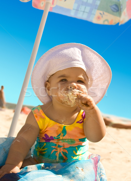 little girl on the beach Stock photo © sharpner