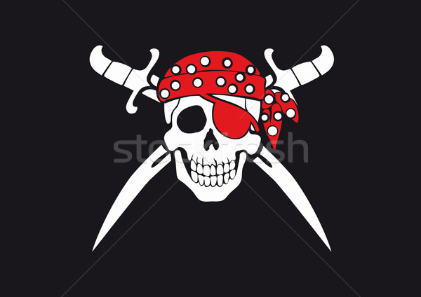 Vidám kalóz zászló koponya kardok fejpánt Stock fotó © sharpner