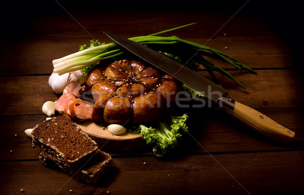 rustic still life with sausage Stock photo © sharpner