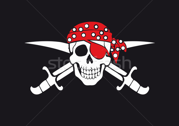 Piraten Flagge Schädel Schwerter Stock foto © sharpner