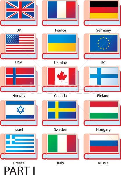 Néhány zászlók Európa Amerika Ázsia vidék Stock fotó © sharpner