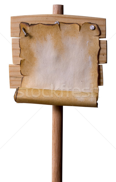 Wooden Pointer with Grunge paper Stock photo © sharpner