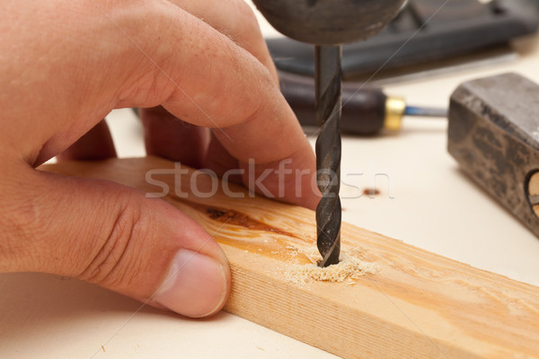 Drilling a hole into wood Stock photo © ShawnHempel