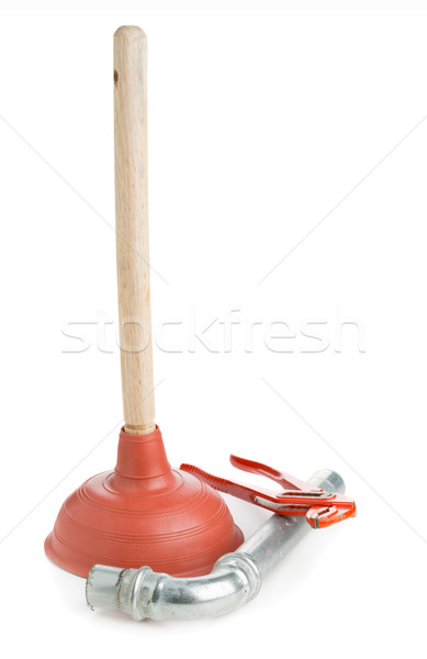 Plunger with wrench and pipe Stock photo © ShawnHempel