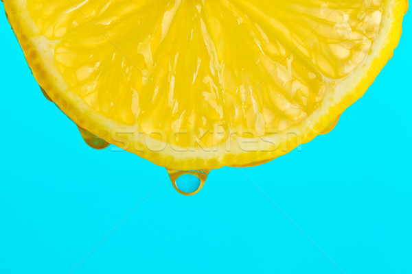 Zitronenscheibe Drop cyan Wasser Essen Obst Stock foto © ShawnHempel