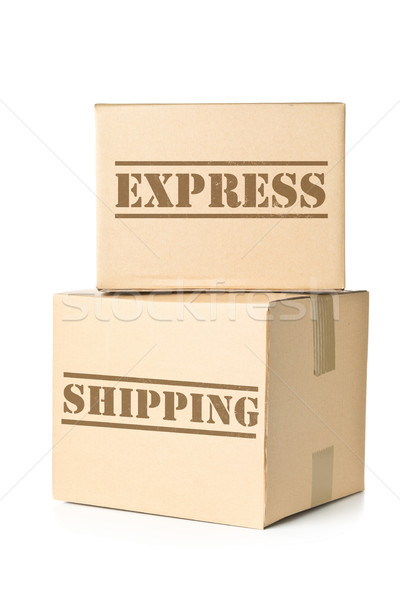 Two carton parcels with Express Shipping imprint Stock photo © ShawnHempel