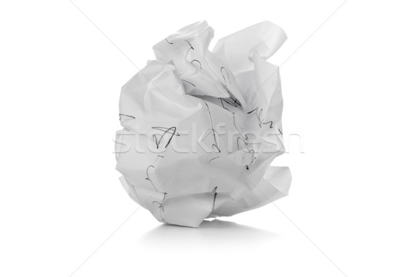 Crumbled white paper ball with pencil writing on white backgroun Stock photo © ShawnHempel