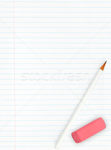 Carta bianca foglio matita eraser carta notebook Foto d'archivio © ShawnHempel