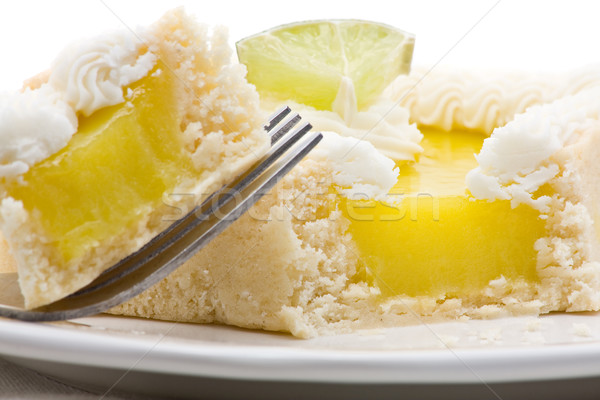 Photo stock: Citron · tarte · délicieux · gâteau · plaque · fourche