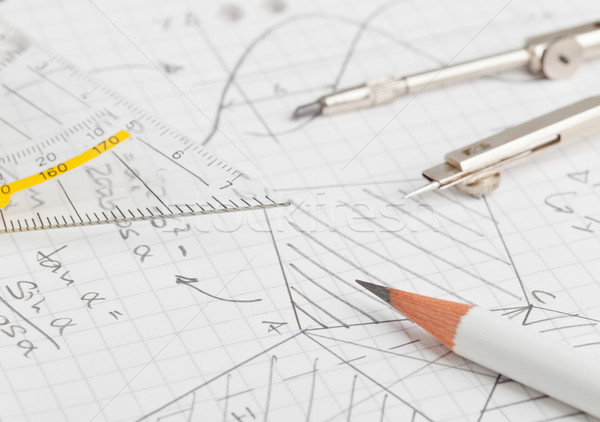 математика математический отмечает геометрия тригонометрия карандашом Сток-фото © ShawnHempel