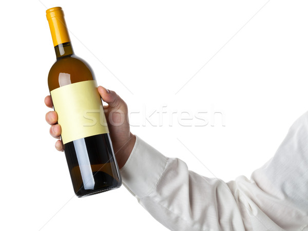 Stockfoto: Wijnfles · show · man · witte · wijn · fles · geïsoleerd