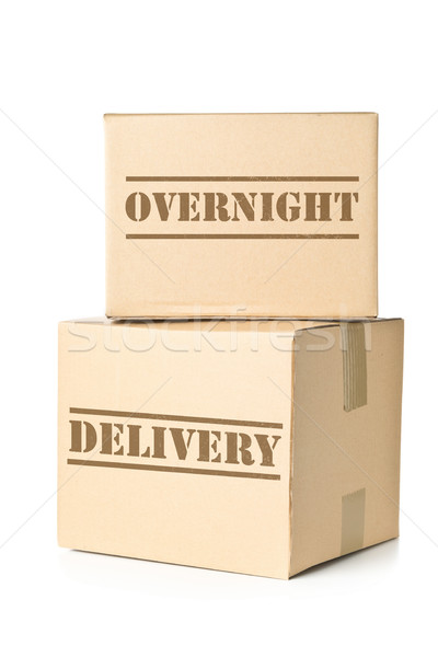 Two carton parcels with Overnight Delivery imprint Stock photo © ShawnHempel