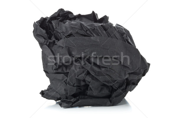 Crumbled black paper ball on white background Stock photo © ShawnHempel