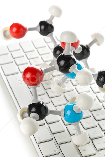 Chemical molecule model on computer keyboard Stock photo © ShawnHempel