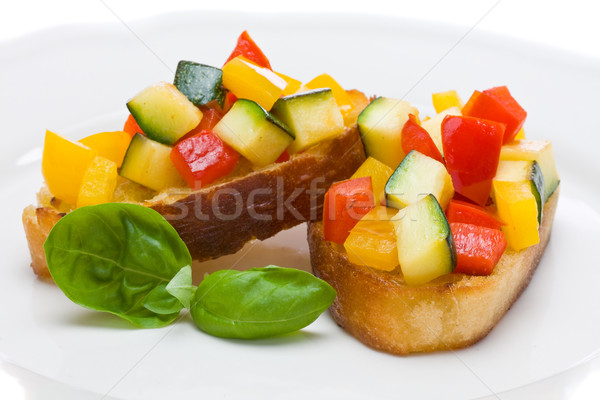 Bruschetta from zucchini and bell peppers Stock photo © ShawnHempel