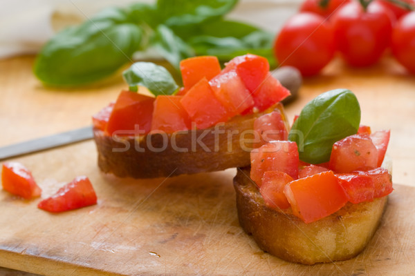 Stok fotoğraf: Domates · bruschetta · lezzetli · İtalyan · tost · ekmek