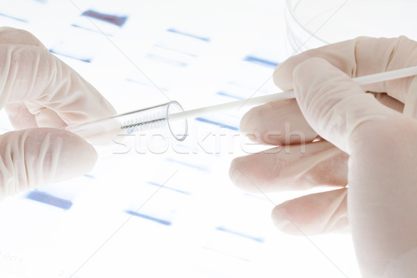 DNA 樣品 研究員 測試 試管 手 商業照片 © ShawnHempel