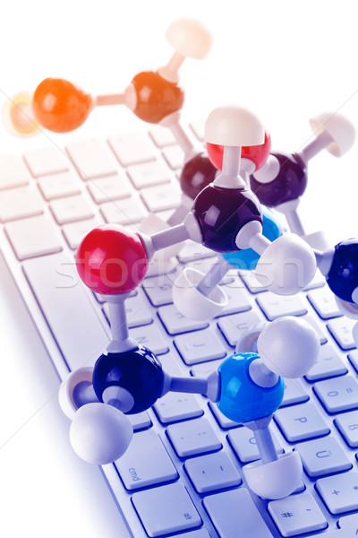 Chemical molecule model on computer keyboard Stock photo © ShawnHempel