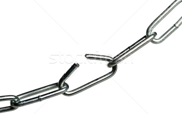 Open chain element connecting two chains over white background Stock photo © ShawnHempel