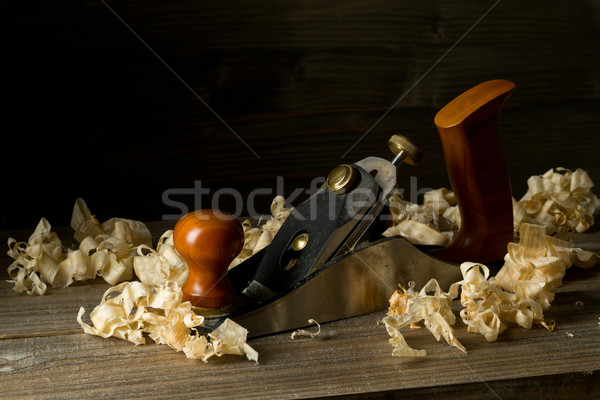 Carpenters woodworking hand planer work tool on wood table in wo Stock photo © ShawnHempel