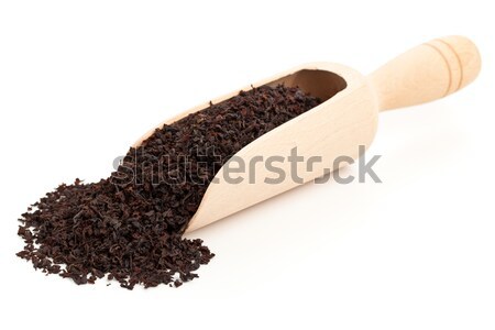 Zwarte thee gewas ceylon houten schep Stockfoto © ShawnHempel