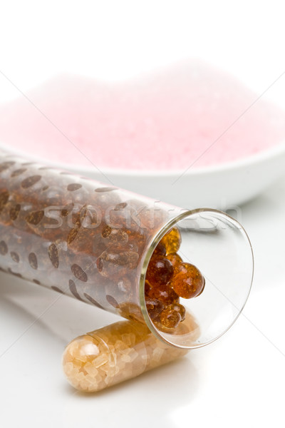 Moleculair gastronomie koffie kaviaar roze melk Stockfoto © ShawnHempel