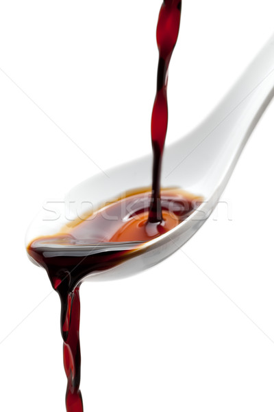 醬油 勺子 孤立 白 液體 商業照片 © ShawnHempel