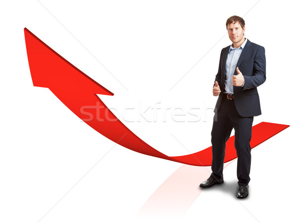 Siker üzletember emelkedő piros grafikon vívmány Stock fotó © ShawnHempel