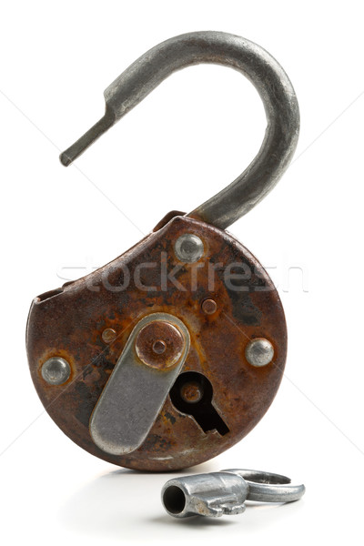Open antique padlock with key Stock photo © ShawnHempel