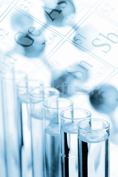 Chemistry or biology background - test tubes with molecule model Stock photo © ShawnHempel