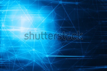 Stock photo: Abstract blue polygon mesh wireframe and lines glowing technolog