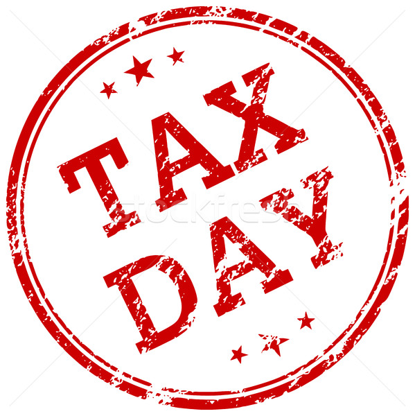 Stock photo: Tax day red rubber stamp