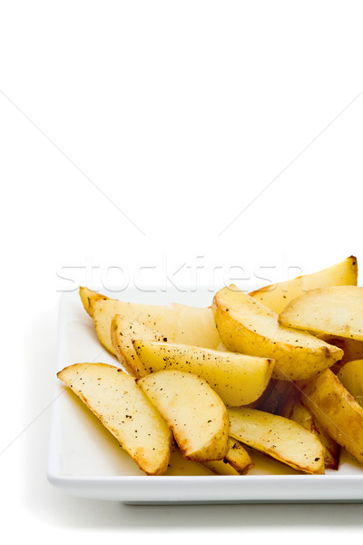 Krumpli friss kézzel készített tányér fehér kéz Stock fotó © ShawnHempel