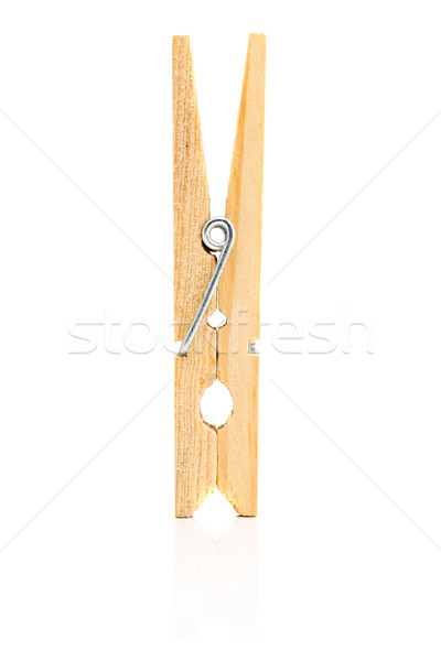 Brązowy clothespin biały metal kolor Zdjęcia stock © ShawnHempel