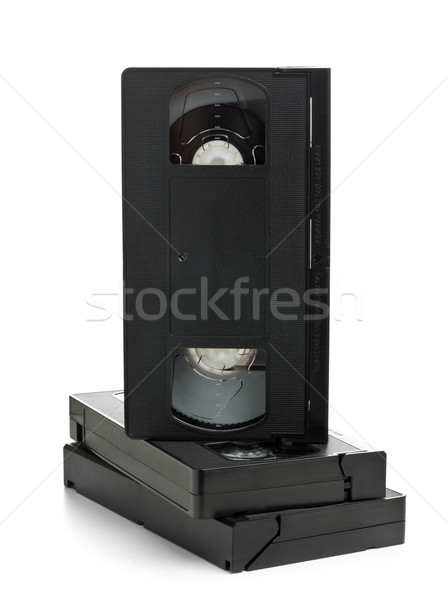 Stock photo: Stack of video home system movie cassettes