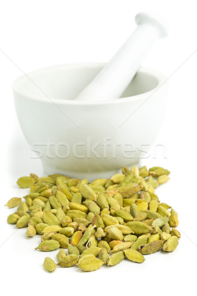 Cardamomo sementi bianco alimentare cucina verde Foto d'archivio © ShawnHempel
