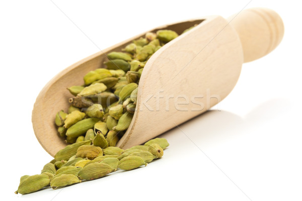 Cardamomo semillas cuchara blanco alimentos Foto stock © ShawnHempel