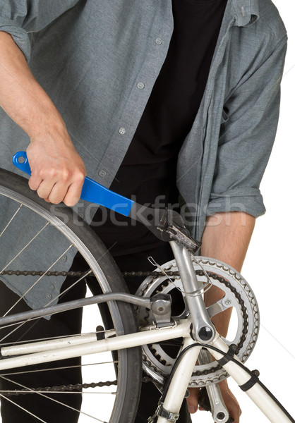 Man fixing pedals on a bicycle  Stock photo © ShawnHempel