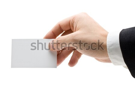 Halten Visitenkarte Hand isoliert weiß Mann Stock foto © ShawnHempel