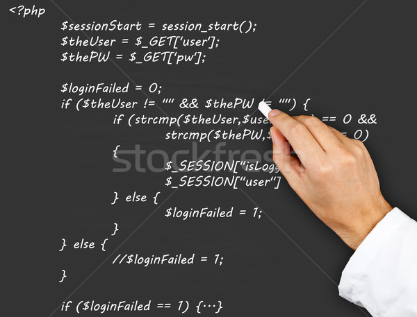 Quelle Code Lehrer Wissenschaftler schriftlich php Stock foto © ShawnHempel