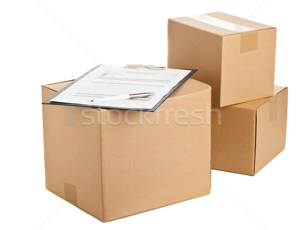 Csomagszállítás barna karton dobozok vágólap űrlap Stock fotó © ShawnHempel