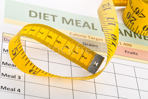 Foto stock: Dieta · medição · fita · refeição · planejamento