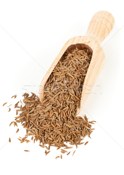 Alcaravea comino semillas cuchara blanco Foto stock © ShawnHempel