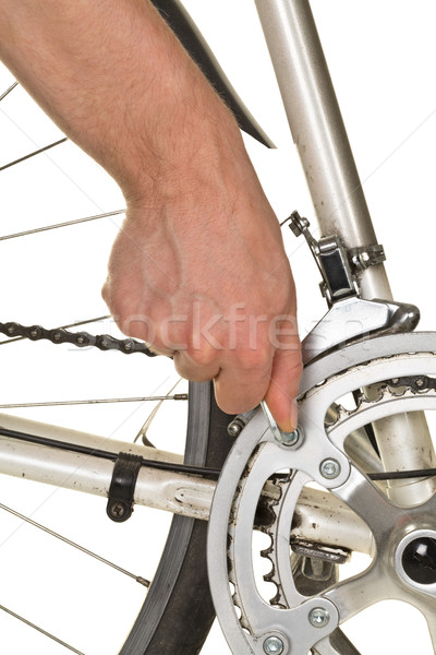 Man repairing chainring on a bicycle Stock photo © ShawnHempel