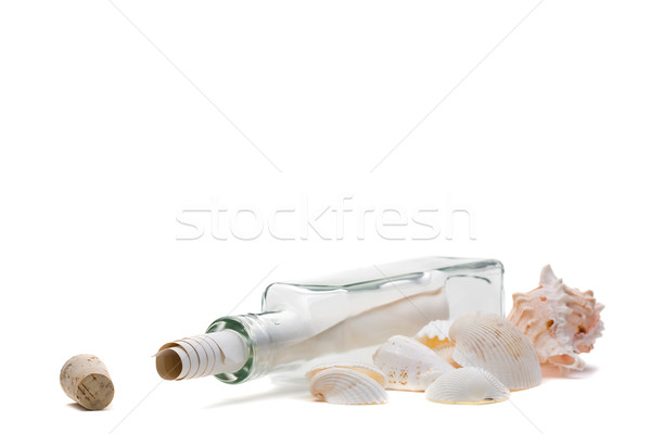 Nachricht Flasche weiß Papier Glas Hintergrund Stock foto © ShawnHempel