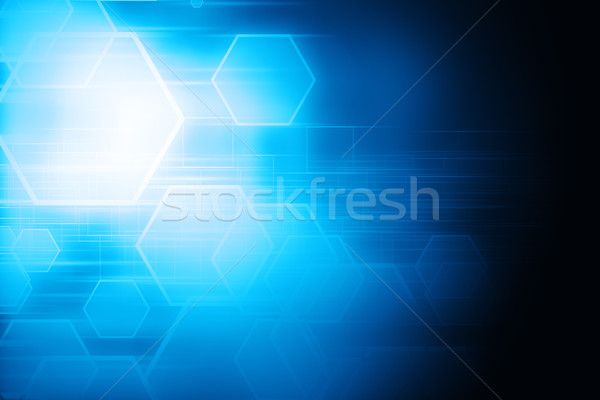 Abstract blue hexagon and lines glowing technology background Stock photo © ShawnHempel