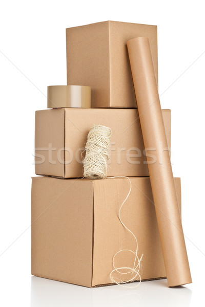 Emballage matériaux brun carton cases blanche [[stock_photo]] © ShawnHempel